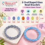 Oval Glass Bracelets Set – Pack of 8, 8x11mm Multicolour Stretchable Jewellery - Image 3