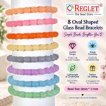 Oval Glass Bracelets Set – Pack of 8, 8x11mm Multicolour Stretchable Jewellery - Image 5