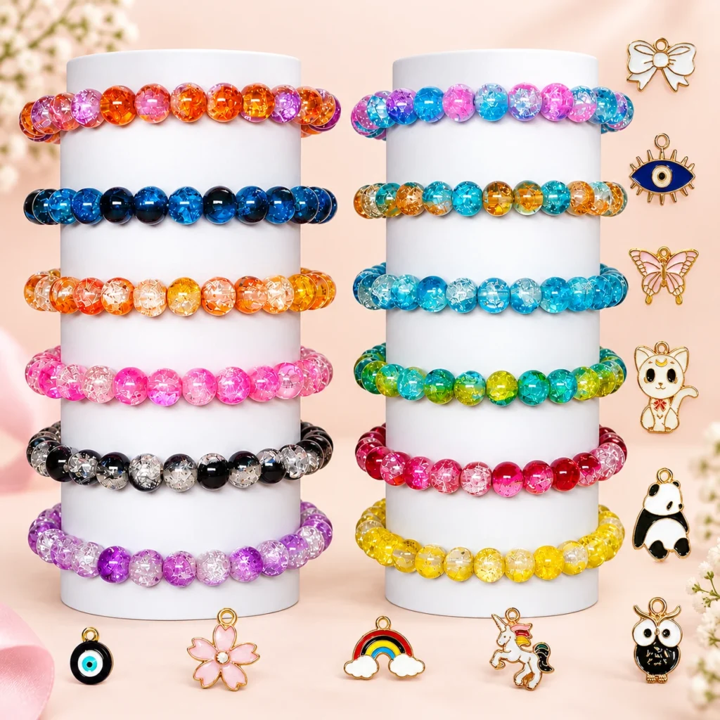Glass Bracelets with Charms