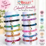 Dual Shade Sparkle Glass Bracelets with Charms – 12 Pcs, 8mm Stretchable - Image 5