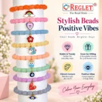 Oval Glass Bracelets with Charms – Pack of 8, 8x11mm Multicolour Stretchable - Image 5