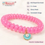 Disk Glass Bracelets with Charms – Pack of 12, 8x4mm Multicolour Stretchable - Image 5