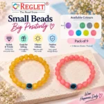 Matt Glass Bracelets with Evil Eye – Pack of 9, 8mm Multicolour Stretchable - Image 3
