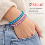 Crystal Glass Bracelets Set – Pack of 9, 8mm Multicolour Stretchable Jewellery - Image 6