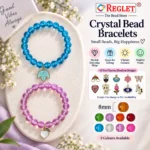 Crystal Glass Bracelets with Charms – Pack of 9, Multicolour Stretchable Set - Image 3