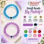 Crystal Glass Bracelets with Evil Eye – Pack of 9, 8mm Stretchable Set - Image 3