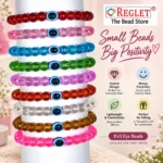 Crystal Glass Bracelets with Evil Eye – Pack of 9, 8mm Stretchable Set - Image 5