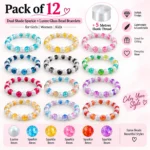 Dual Shade Sparkle & Lustre Glass Bracelets – Pack of 12, 8mm Stretchable Set - Image 2