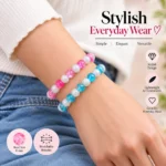 Dual Shade Sparkle & Lustre Glass Bracelets – Pack of 12, 8mm Stretchable Set - Image 5