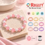 Single Shade Sparkle & Lustre Glass Bracelets – Pack of 9, 8mm Stretchable Set - Image 6