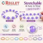 Single Shade Sparkle & Lustre Glass Bracelets – Pack of 9, 8mm Stretchable Set - Image 8
