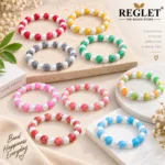 Marble & Lustre Glass Bracelets – Pack of 9, 8mm Multicolour Stretchable Set - Image 5