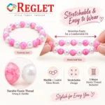 Marble & Lustre Glass Bracelets – Pack of 9, 8mm Multicolour Stretchable Set - Image 8