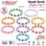 Matt & Lustre Glass Bracelets – Pack of 9, 8mm Multicolour Stretchable Set - Image 2