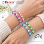 Matt & Lustre Glass Bracelets – Pack of 9, 8mm Multicolour Stretchable Set - Image 3