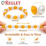 Matt & Lustre Glass Bracelets – Pack of 9, 8mm Multicolour Stretchable Set - Image 4