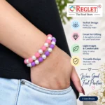 Matt & Lustre Glass Bracelets – Pack of 9, 8mm Multicolour Stretchable Set - Image 5