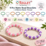 Matt & Lustre Glass Bracelets – Pack of 9, 8mm Multicolour Stretchable Set - Image 6