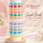 Cylinder & Lustre Glass Bracelets – Pack of 12, 8mm Multicolour Stretchable Set - Image 6