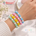 Cylinder & Lustre Glass Bracelets – Pack of 12, 8mm Multicolour Stretchable Set - Image 7