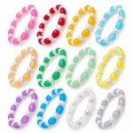 Cylinder & Lustre Glass Bracelets – Pack of 12, 8mm Multicolour Stretchable Set - Image 8