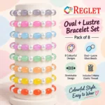 Oval & Lustre Glass Bracelets – Pack of 8, 12mm Multicolour Stretchable Set - Image 8