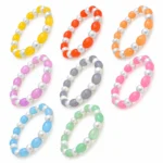 Oval & Lustre Glass Bracelets – Pack of 8, 12mm Multicolour Stretchable Set - Image 9