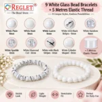 White Glass Bracelets Set – Pack of 9, 8mm - Bracelet for Women - Image 3
