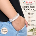 White Glass Bracelets Set – Pack of 9, 8mm - Bracelet for Women - Image 4