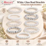 White Glass Bracelets Set – Pack of 9, 8mm - Bracelet for Women - Image 6