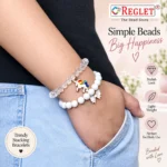 White Glass Bracelets with Charms – Pack of 9, 8mm Stretchable - Image 4