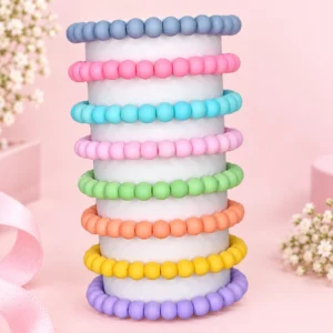 Pastel glass bracelets set of 8 with 8mm beads and stretchable elastic cord