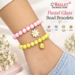 Pastel Glass Bracelets with Charms – Pack of 8, 8mm Stretchable Set - Image 4