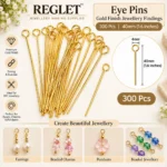 Eye Pins - Gold Finish Jewellery Findings - 300 Pcs - 40mm [1.6 Inches] - Image 2