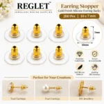 Earring Stopper - Gold Finish Silicone Earring backs - 200 Pcs - 10x7mm - Image 2
