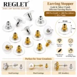 Earring Stopper - Gold & Silver Finish Earring backs - 400 Pcs - 10x7mm - Image 2