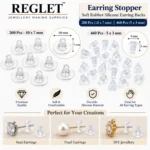 Earring Stopper - Soft Rubber Earring backs - 200 Pcs (10x7mm) - 460 Pcs (5x3mm) - Image 2