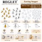 Earring Stopper - Gold + Silver + Soft Rubber Silicone Earring backs - 600 Pcs (10x7mm) - 460 Pcs (5x3mm) - Image 2