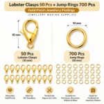 Lobster Clasps 50 Pcs + Jump Rings 700 Pcs - Gold Finish Jewellery Findings - Image 2