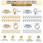 Lobster Clasps 50 Pcs + Jump Rings 700 Pcs – Gold & Silver Finish Jewellery Findings - Image 2