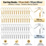 Earring  Hooks - Gold & Silver Finish Jewellery Findings - 220 Pcs - 19x21mm - Image 2