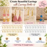 Earring  Hooks - Gold & Silver Finish Jewellery Findings - 220 Pcs - 19x21mm - Image 3