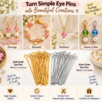 Eye Pins - Gold & Silver Finish Jewellery Findings - 300 Pcs - 40mm [1.6 Inches] - Image 3