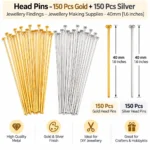Head Pins - Gold & Silver Finish Jewellery Findings - 300 Pcs - 40mm [1.6 Inches] - Image 2