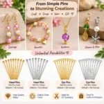 Eye Pins 300 Pcs + Head Pins 300 Pcs – Gold & Silver Finish Jewellery Findings - 40mm [1.6 Inches] - Image 3