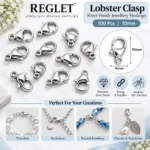 Lobster Clasps - Silver Finish Jewellery Findings -100 Pcs - 10mm - Image 2