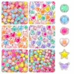REGLET 390 Pcs Double Layer Crystal Beads Kit with 6 Multicolour Designs, 10mm Acrylic Beads, 180g Total Weight and 5 Metres Elastic Wire