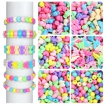 REGLET 515 Pcs Opaque Crystal Beads Kit with 6 Multicolour Designs, Assorted 8mm–16mm Acrylic Beads, 180g and 5 Metres Elastic Wire