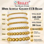 10mm Golden Pearl Beads for Jewellery Making Kit – 350 Pcs, 200g - Image 2