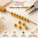 10mm Golden Pearl Beads for Jewellery Making Kit – 350 Pcs, 200g - Image 3